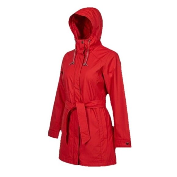 *Columbia Rain Jacket Womens Sz M Red Omni Shield Hood Belt Zip Outdoor Packable - Picture 1 of 11